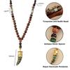 Boho Ethnic Jewelry Lucky Gift Party Mala Wood Bead Buddhist Horn Fish Pendant Nepal Necklace
