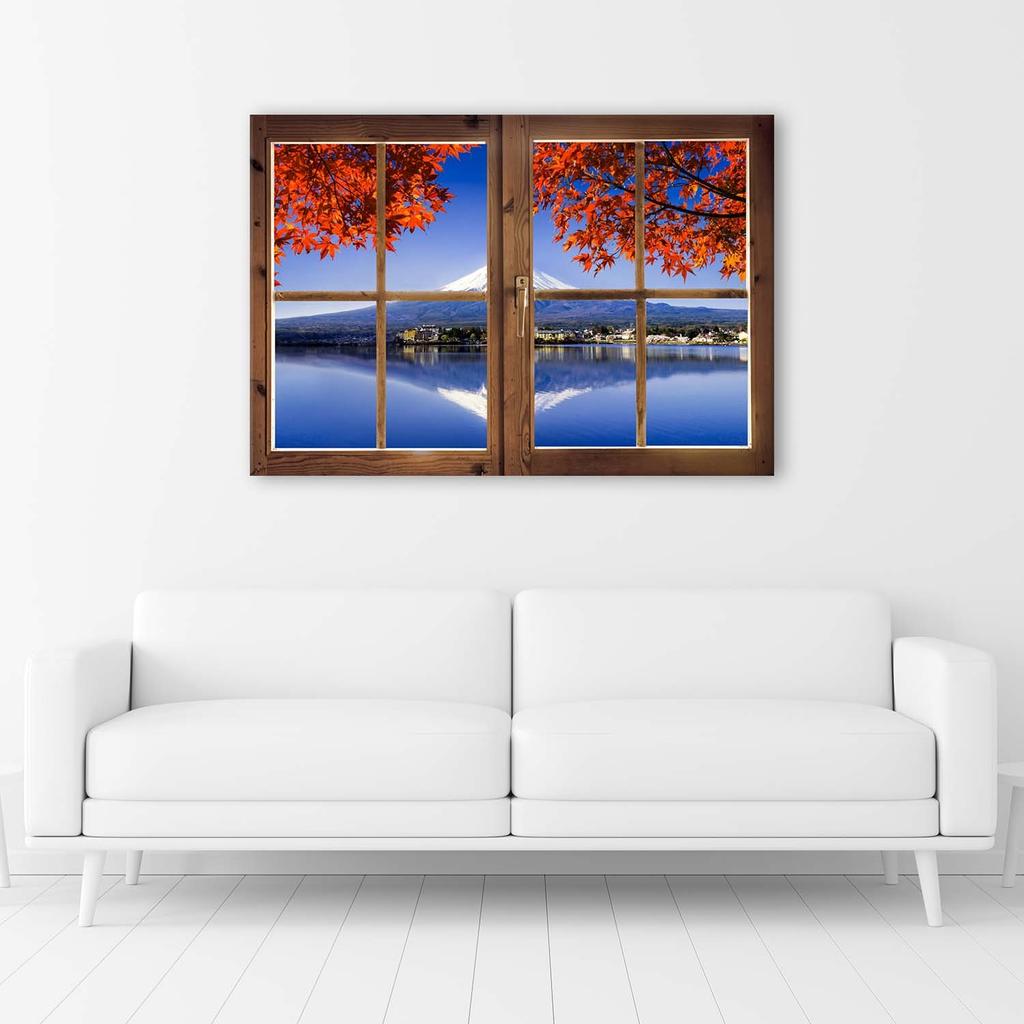 Canvas print, Window - view of Fuji