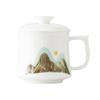 New one-person drinking tea cup, household Chinese tea separation office cup, ceramic teacup with lid for personal use