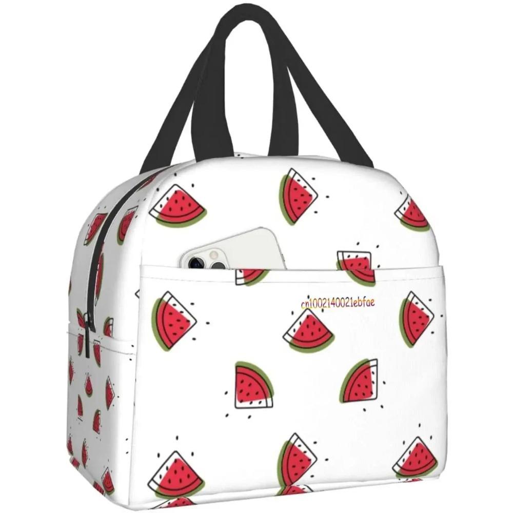 Cute Watermelon Lunch Bag Travel Work Picnic Bento Box Cooler Reusable Canvas Tote Boxes for Women Kids Insulated Lunch Bags