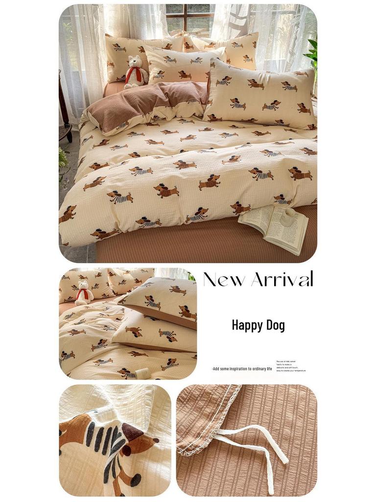 Комплект из четырех предметов из бамбукового хлопка класса А, двухслойной мягкой цветочной марли для мам и малышей - Включает комплект из трех предметов для студенческого общежития