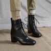 Модные женские ботильоны осень-зима черно-белые туфли для вечеринок женские повседневные короткие ботинки на низком каблуке со шнуровкой большие размеры 34-45