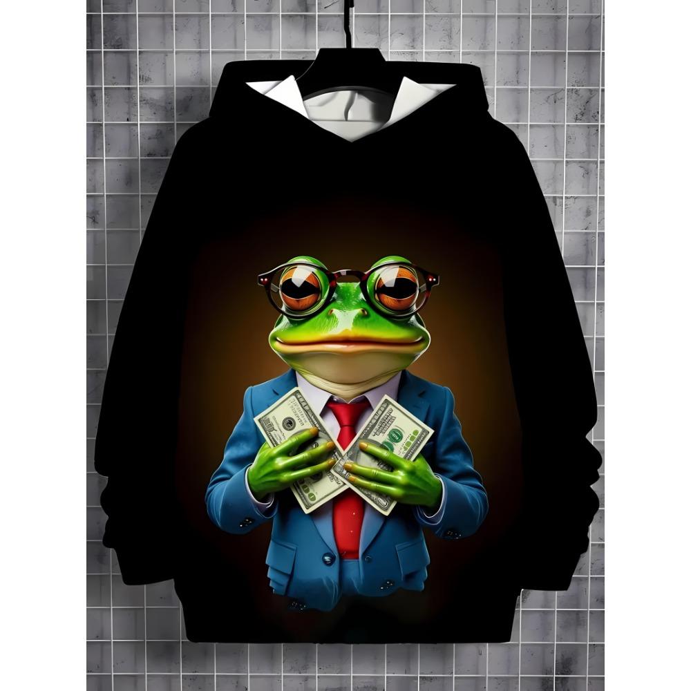 Spring Autumn New Comfortable Children's Hoodie 3D Mr. Frog Print Casual And Fashionable Pullover