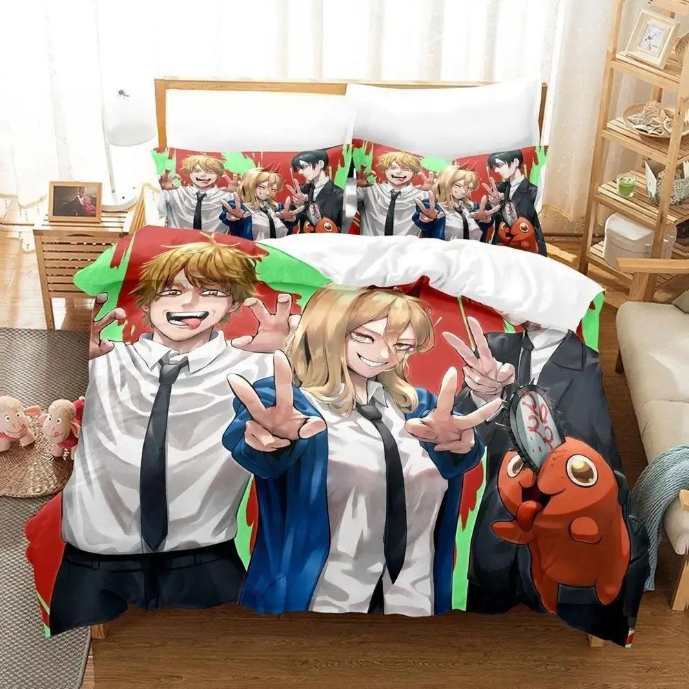 Chainsaw Man 3D Duvet Cover Sets Comforter Bed Linen Kids Bedding Set Japan Anime Twin Queen King Single Size Gift