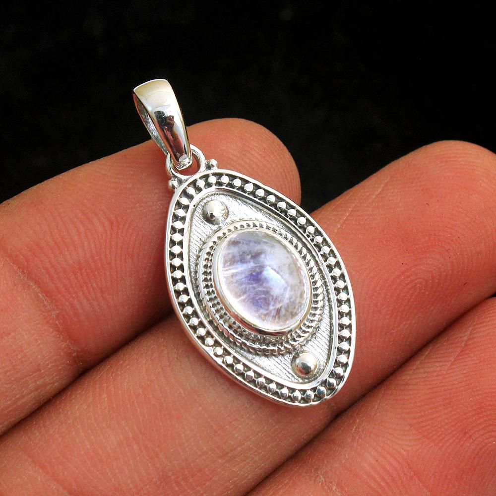 Кулон ручной работы из стерлингового серебра 925 пробы с лунным камнем, ювелирные изделия с июньским камнем