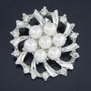 Woman Faux Pearl Rhinestone Inlaid Flower Brooch Pin Cardigan Shawl Clip