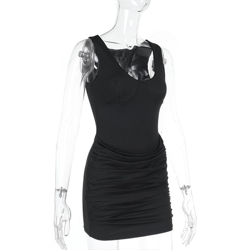 Весеннее женское платье Fashion Ethos Casual Slim-fit Плиссированное платье с карманом и поясом