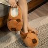Cute Warm Capybara Slippers Soft Animal Winter Fluffy Kapibara Slides Home Slippers Thick Sole Capybara Plush Slippers Indoor
