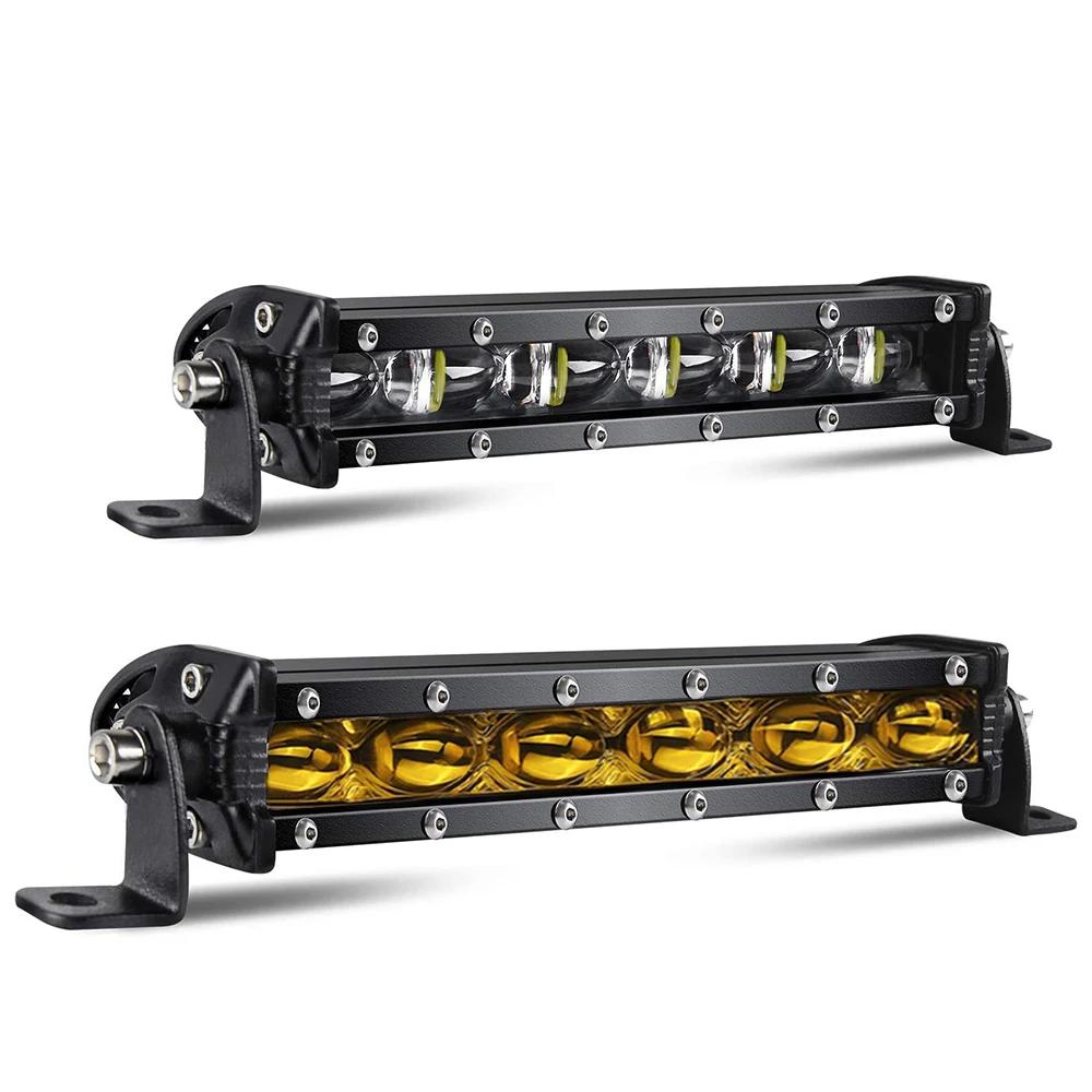 8D 8" 12V 24V Прожектор Светодиодная Балка Внедорожная Тонкая Светодиодная Рабочая Балка для Грузовика Квадроцикла Автомобиля Фара для Вождения Противотуманная Фара Аксессуары 4x4