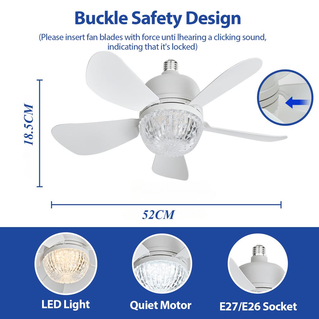 1 шт. светильники для внутреннего использования, вилка для потолочного вентилятора, лампочка для вентилятора с дистанционным управлением, потолочный вентилятор, небольшие потолочные вентиляторы с 3 скоростями, цоколь E27