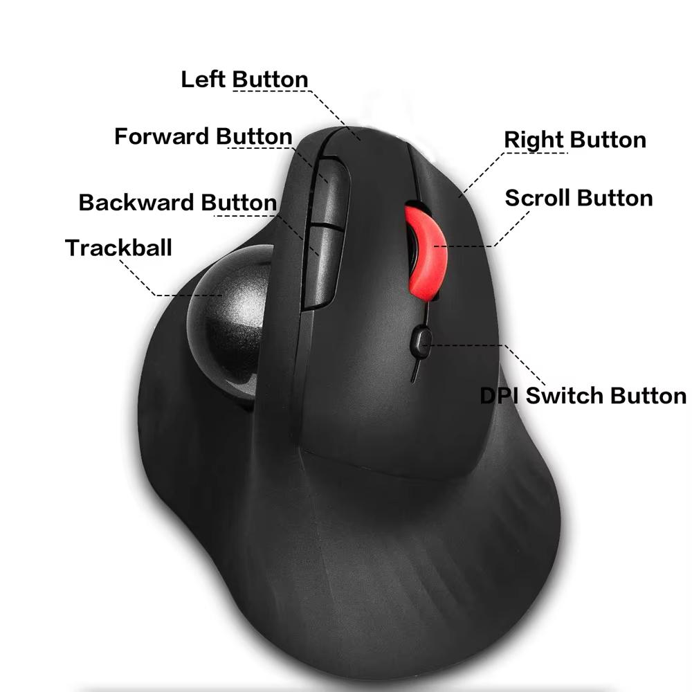 Ergonomic Vertical Trackball Mouse, JOMAA, Dual-Mode Wireless (2.4G/Bluetooth 5.0), Rechargeable, Medium Size
