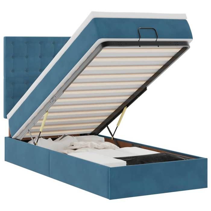 Maison Exclusive - Cadre de lit ottoman avec matelas bleu foncé 90x200 cm velours