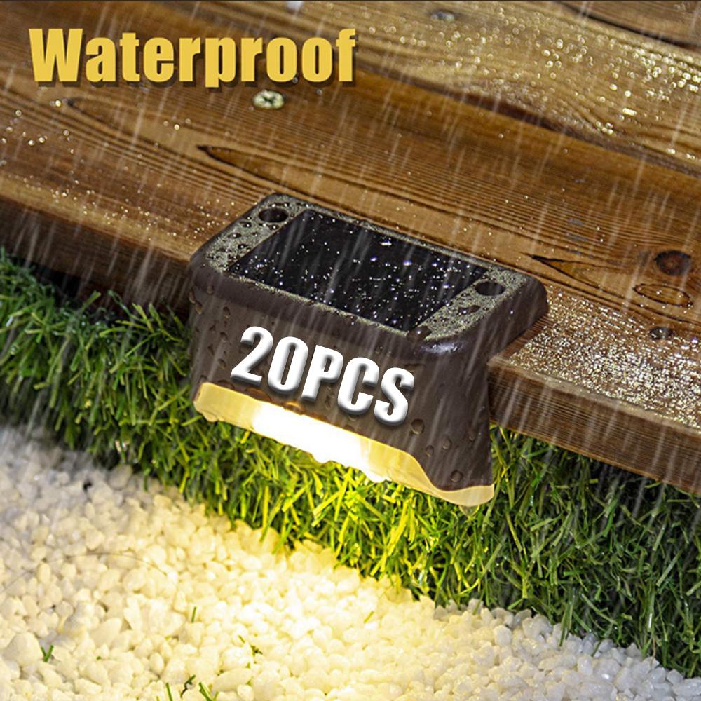 1-20 шт. Теплый белый светодиодный солнечный светильник для ступеней, дорожки, лестницы, уличный, для сада, водонепроницаемый, для балкона, декорация для патио, заборный светильник