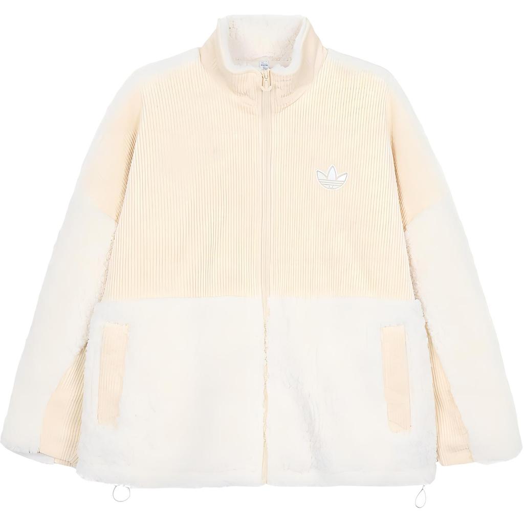 Adidas Оригинальная куртка с цветными блоками трилистника и вышивкой логотипа на молнии, куртка с воротником-стойкой, женская верхняя одежда, белая HY4255