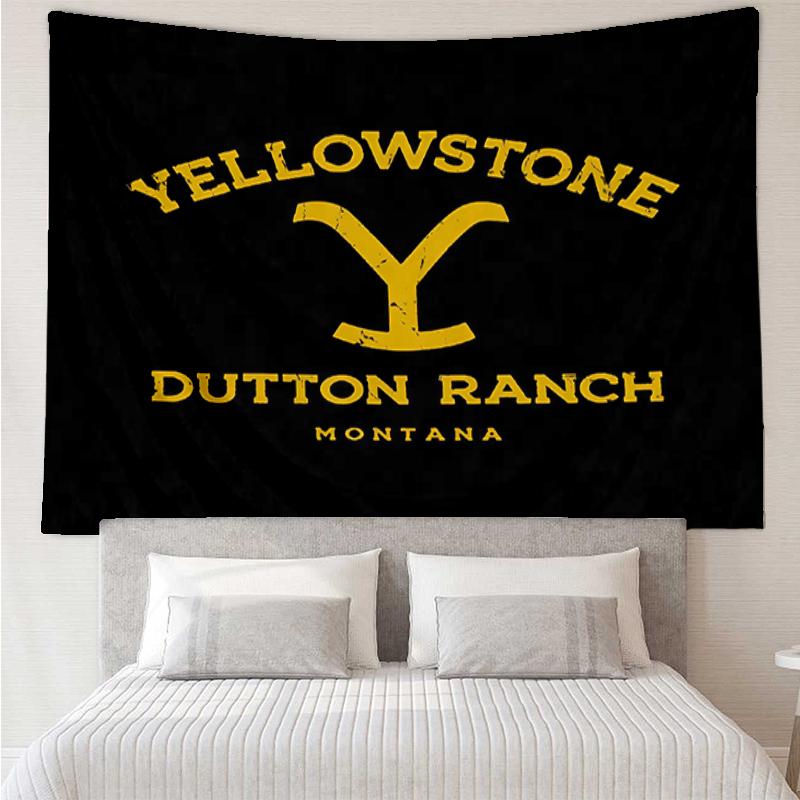Yellowstone Print Tapestry, Backdrop, Easy Setup, Ideal for Bedroom, Office & Living Room, with Aesthetic Wall Hanging Decor.