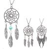 Женское этническое бирюзовое перо с подвеской в виде крыла Ловец снов, подвеска-цепочка
