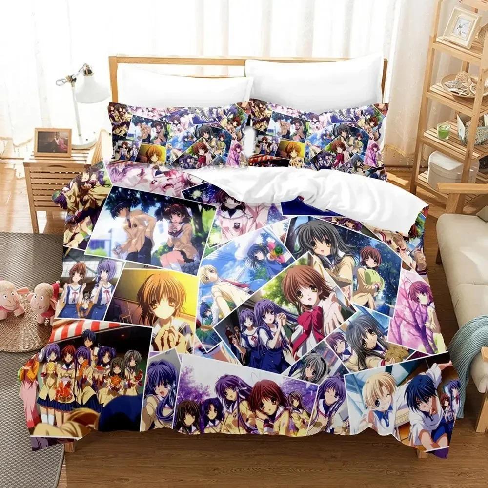 3D Печать Аниме CLANNAD Комплект Постельного Белья Пододеяльник Наволочка Одеяло Размер King Queen Для Мальчиков Взрослых Постельный Комплект