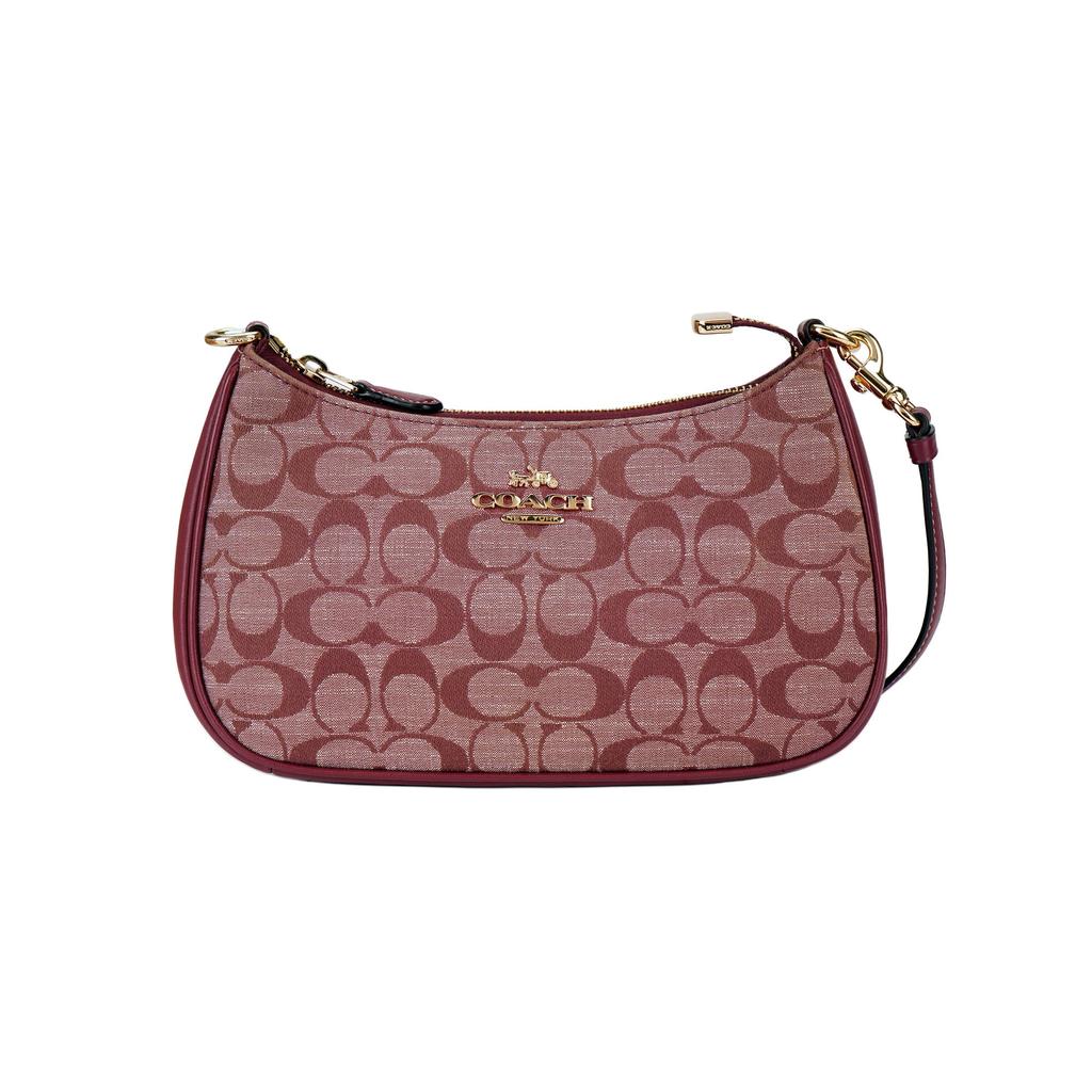 COACH Teri Fabric With Cow Leather Shoulder Bag, Handbag, Shoulder Bag Medium Women's Burgundy CH139-IMMZI
