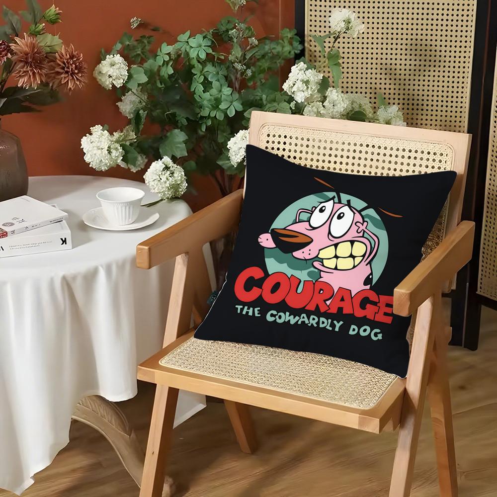 CCourage CCowardly Dog Cushion Cover Silky Short Plush Invisible Zipper Dustproof Sofa Pillow Case for Home Decor