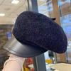 Women's Wool Felt Leather Brim Duckbill Cap - Autumn/Winter British Retro Beret