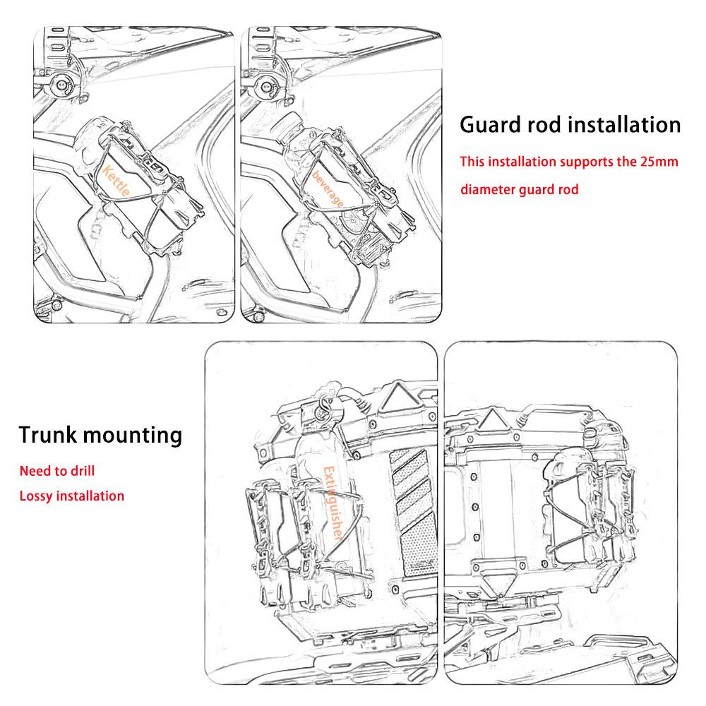 Регулируемый Эластичный Держатель для Водной Чашки/Бутылки на Мотоцикл Подходит для Защитной Дуги 25 мм