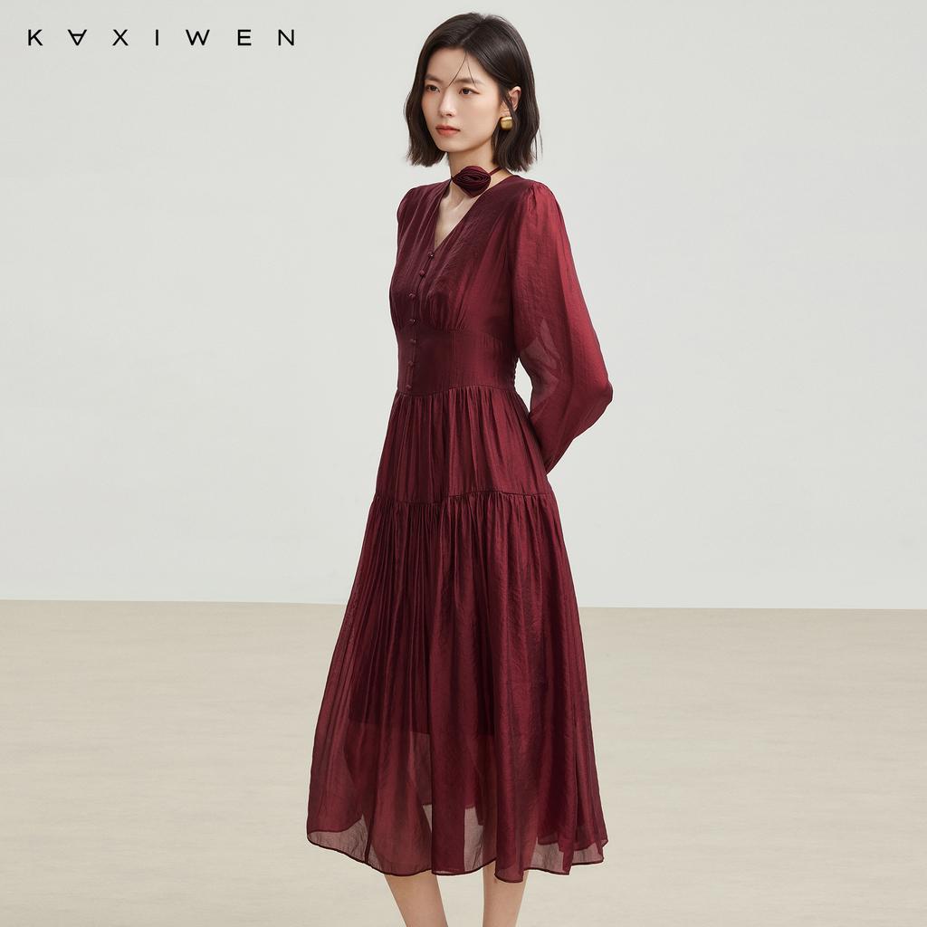 Qianwen elegant V-neck layered dress
