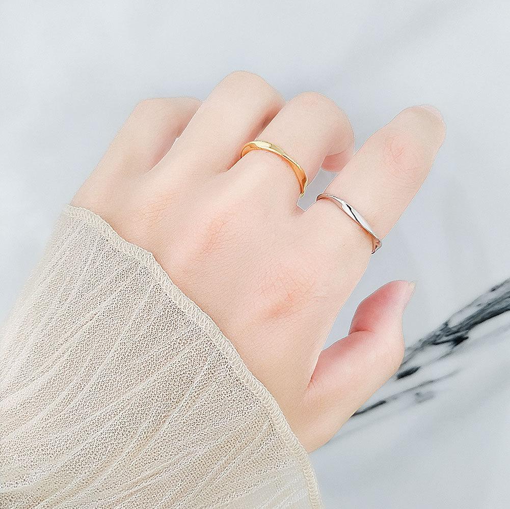 Geometric Glossy Concave Convex Shaped Ring Female Niche Design Personality High Sense Finger Ring Ins Cold Temperament Opening Index Finger Ring