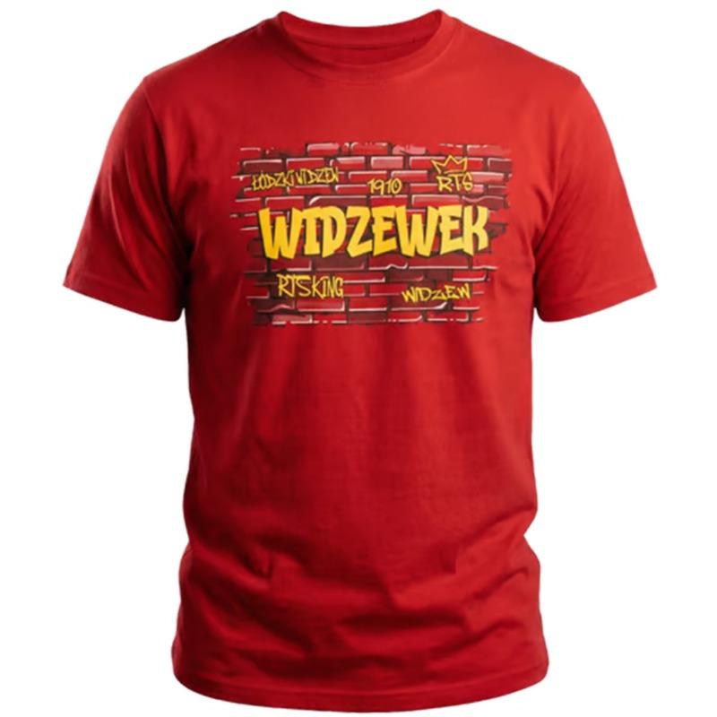 Мужская футболка Widzew Łódź Минималистичный принт с логотипом на груди Разноцветная Свободный крой Круглый вырез Повседневная футболка для польских футбольных фанатов