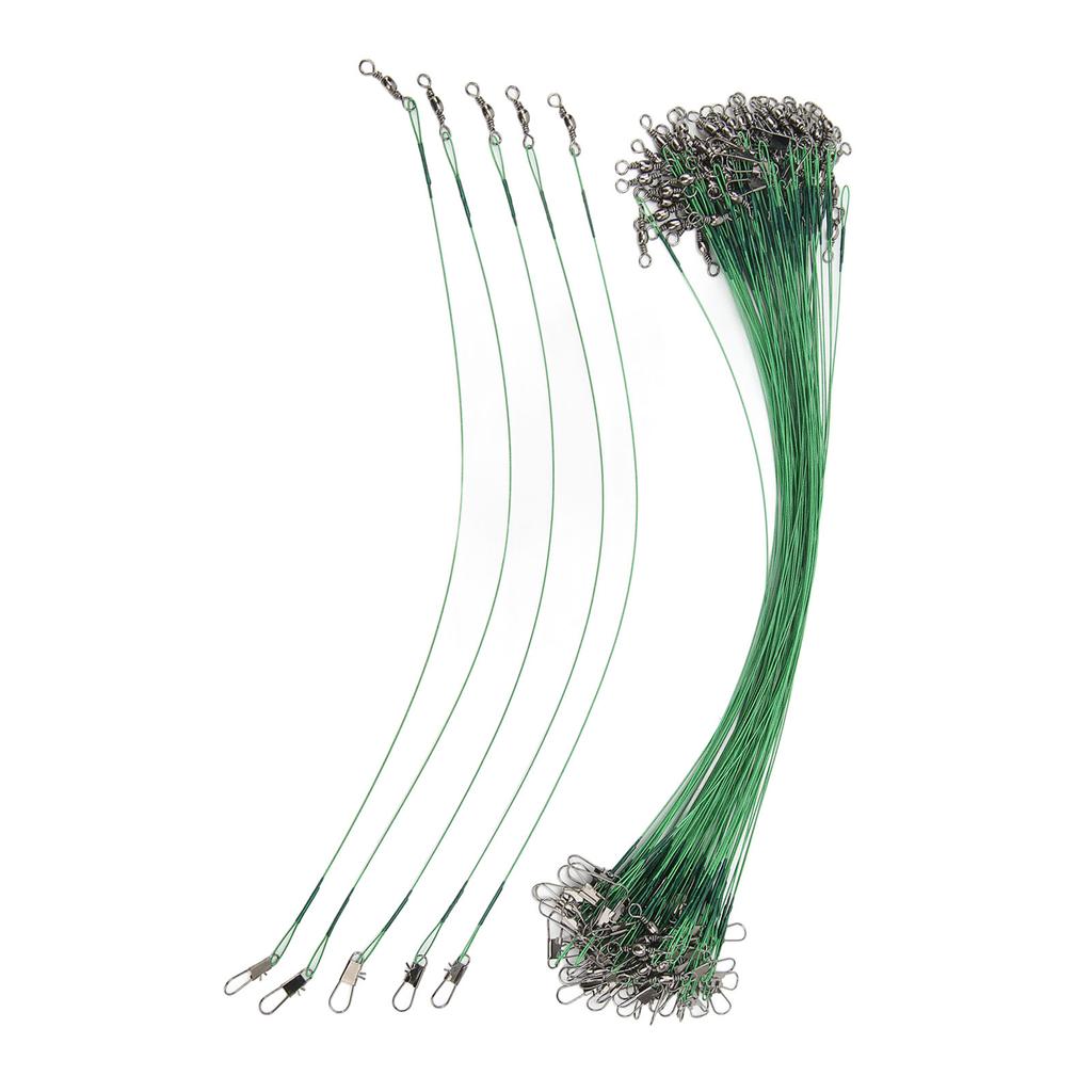100 шт рыболовных поводков с поворотными защелками, антикоррозийный, из твердой стальной проволоки, для соленой воды 25 см 9,8 дюйма