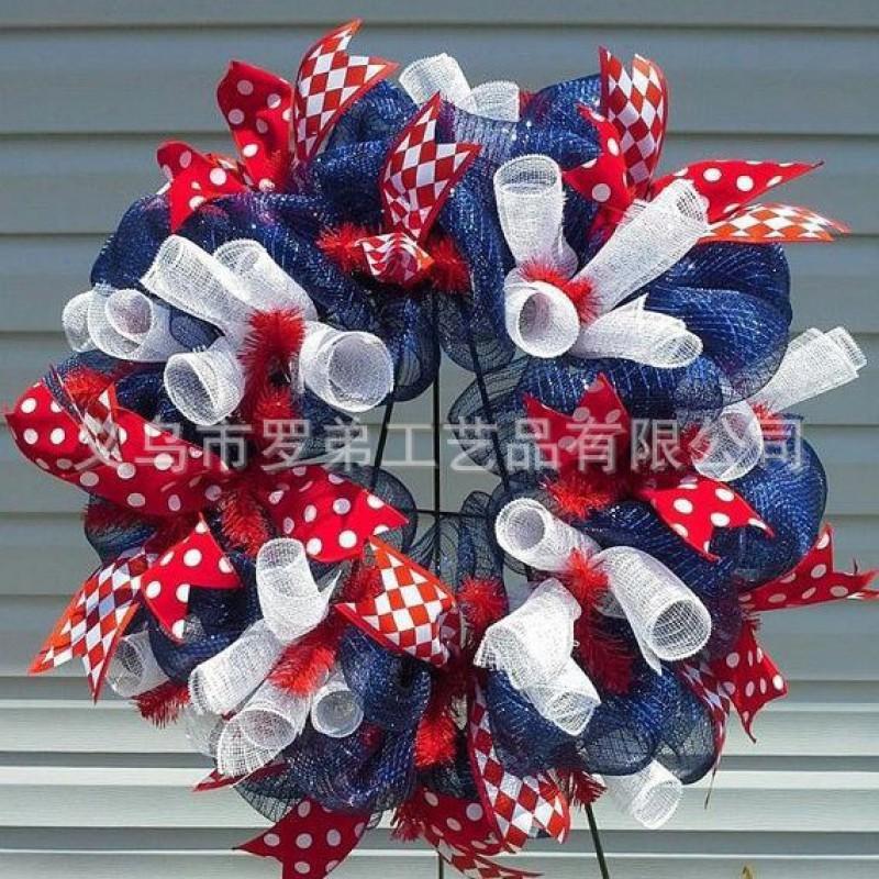 4th Of July Wreath Door Hanging Decoration With USA Flag Patriotic Party Home Outdoor Festive Display