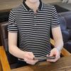 Summer New Pure Cotton Business Men's Short-sleeved T-shirt Printed Casual Youth Lapel Men's Polo Shirt for Men
