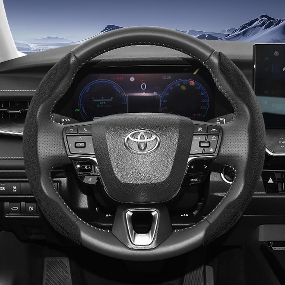 EKER4 Suitable for Toyota Sports Suede Steering Wheel Cover with Split Snap-On Design for Rav4 Hilux Camry Yaris Corolla Cross Kluger Grand 