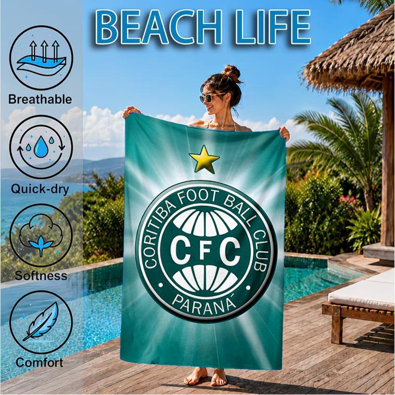 Green Football Club Emblem Printed Microfiber Beach Towel, Soft And Absorbent, Quick-Dry, Ideal for Summer Travel, Beach Essential, Swimming Pool