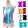 Детские блестящие металлические майки для девочек, майки для балета, танцев, сценических выступлений, футболки