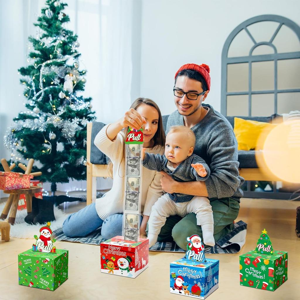 10PCS New Christmas Gift Father Christmas Elk Christmas Tree Pattern Money Draw Surprise Box Festive Small Gifts Party Supplies