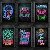 Nordic Cats And Gaming Neon Art Posters and Prints Canvas Painting Wall Pictures for Boys Game Room Wall Decor Home Decor