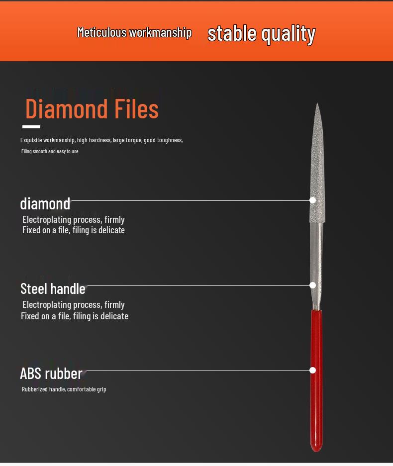 Набор гальванизированных алмазных надфилей в ассортименте, 140x3мм