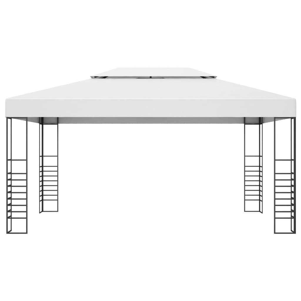 Gazebo with LED String Lights 4 x 3 x 2.7 m White