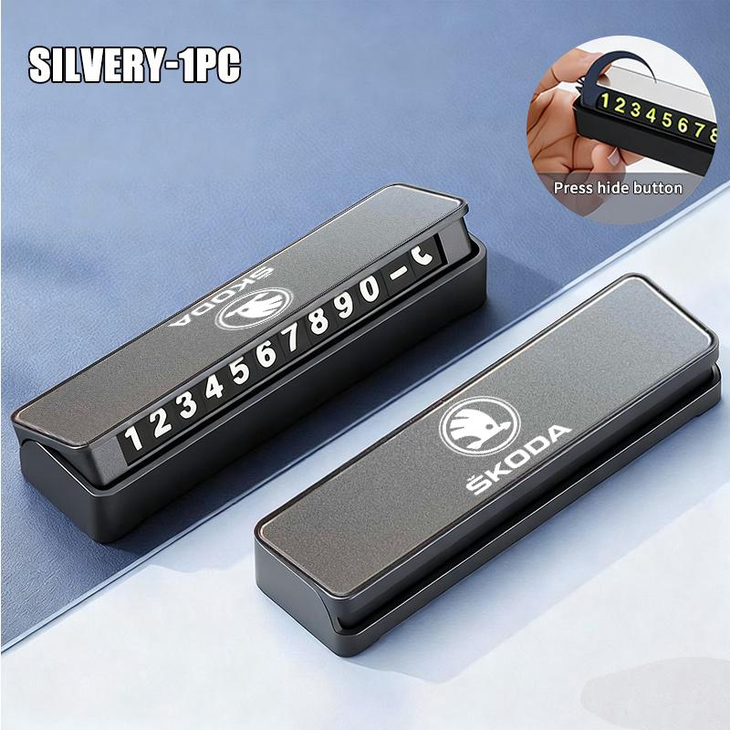 OENU7 Car Temporary Parking Phone Number Card Accessories For Skoda Rapid Octavia Derivative Enyaq-iV VisionS Yeti Scala