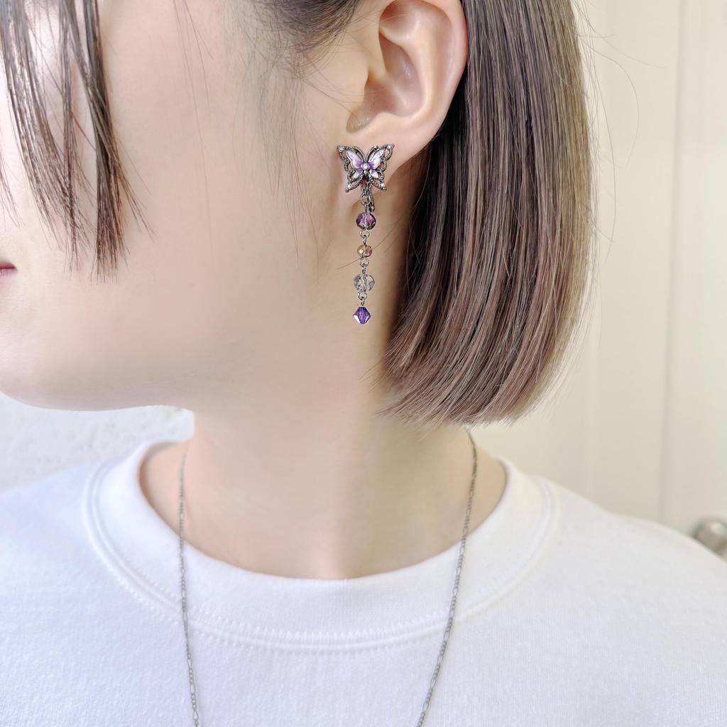 Серьги ANNA SUI с мотивом бабочки SAMA1420 XV Фиолетовые 2-сторонние