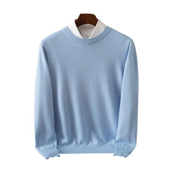 Мужской свитер осень-зима с круглым вырезом, свободный, с длинными рукавами, трикотажный, эластичный, однотонный, деловой стиль, теплый трикотаж