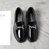 Small Leather Shoes Woman Shiny Oxfords Round Toe Low Square Heels Loafers Femme Creepers Ladies Comfy Sneakers Dress Flats