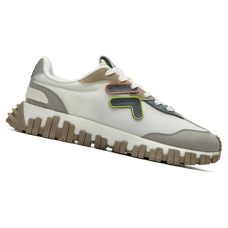 Fila Fusion Ткань для бега с наследием Синтетическая кожа Двухслойная коровья кожа Модные низкие кроссовки в стиле "папа" Мужская кроссовка Светло-серый T12M131103FSP