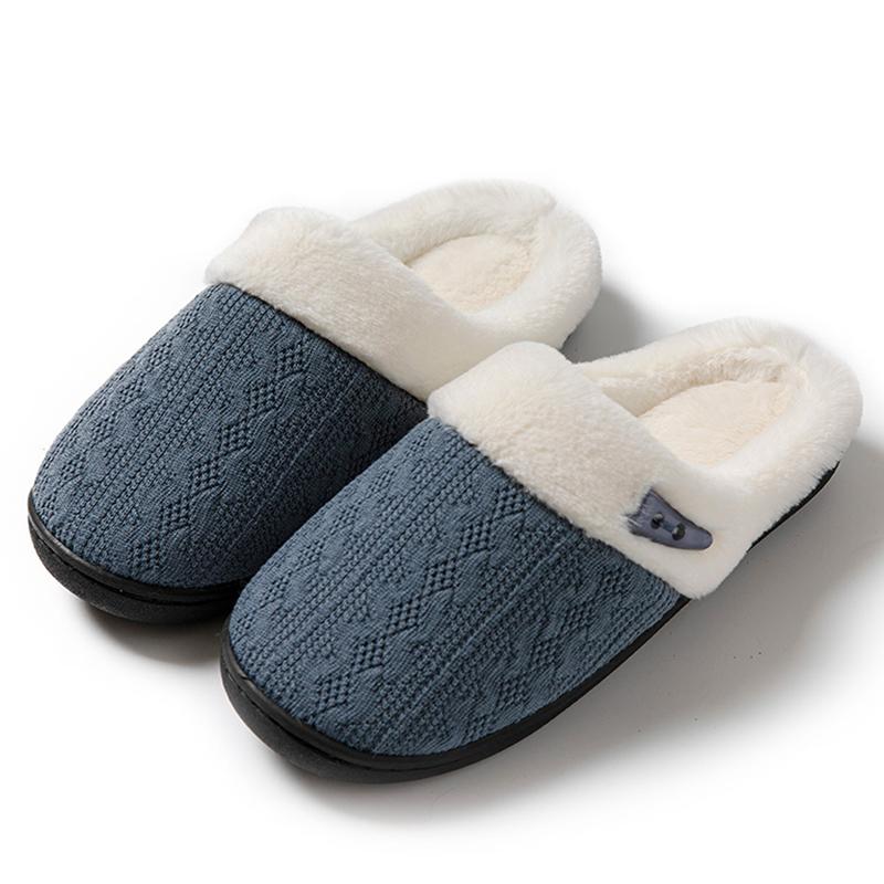 Lucyever 2024 зимние теплые вязаные тапочки женские повседневные мягкие домашние хлопковые туфли женские нескользящие платформы парные тапочки 45