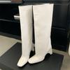 New Designer Women Knee High Boots  Winter Street Style Square High Heel Long Boots Fashion Modern Boots Botas De Mujer