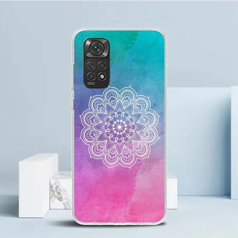Цветной чехол для телефона с мандалой и тотемом, цветок, для Xiaomi Redmi Note 15 14 14S 13 12S 12 Pro Plus 11S 11 11T 11E 10S 10 + Мягкий ТПУ Задняя панель