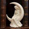 Eco Friendly PLA Statue Moon Girl Figurine, 3D Printed Mystical on Crescent Small for Tabletop Statue, Collectible Sculpture Bedroom Shelf Decor