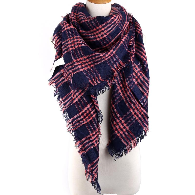The Same Colorful Plaid Imitation Cashmere Large Square Scarf, a Women's Trend Scarf