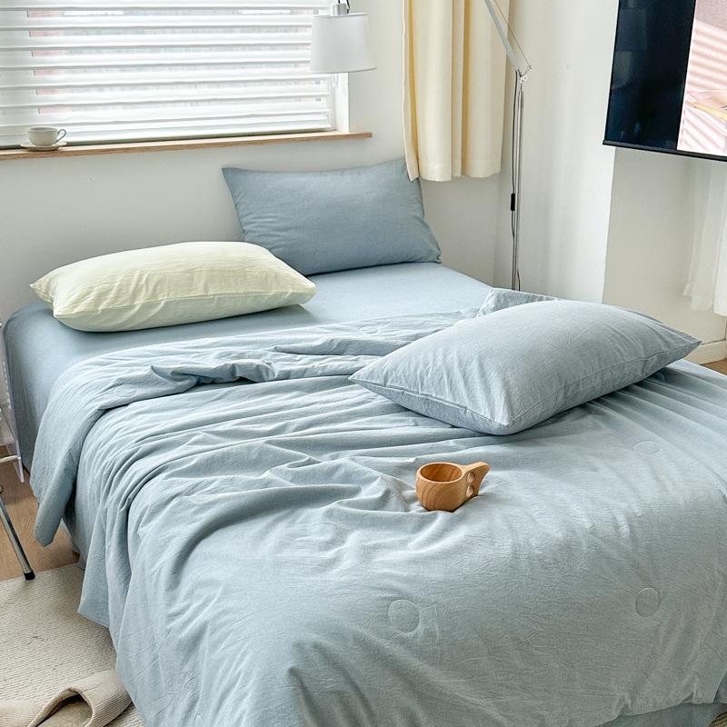 Летнее одеяло из чистого хлопка, без принта, мытое хлопковое одеяло с кондиционером и соевым волокном