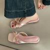 Fashion French Temperament Gentle and Sweet Bow Low Heel Cool Slippers Women's 2025 Summer New One-pedal Sandals